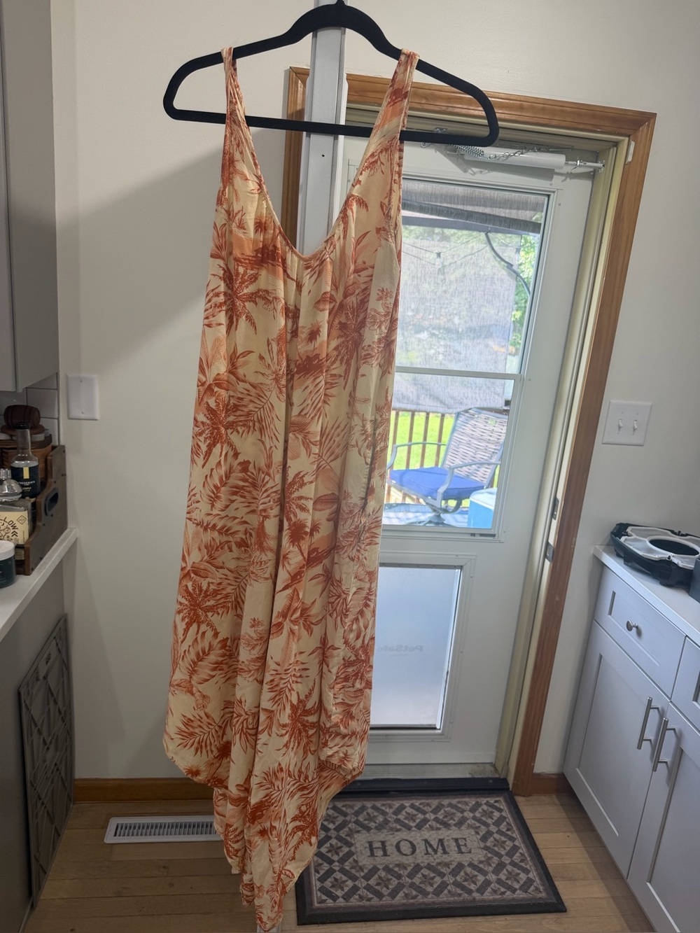 Women’s Cream and Rust Tropical Print jumpsuit - Picture 1 of 3